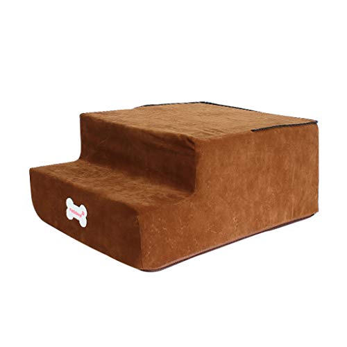 Yowablo High-Density-Schwamm-Haustiertreppe rutschfeste Unterseite Haustierbett Katze Hunderampe 2 Stufen (Falte Größe:20 * 52 * 38cm,5- Gelb) von Yowablo