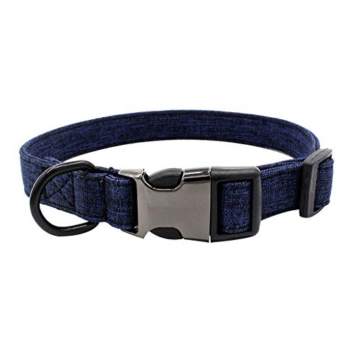 Yowablo Hund Haustier Katzenhalsbänder Verstellbare Nieten Solides Halsband (27-40 * 2cm,1Marine) von Yowablo