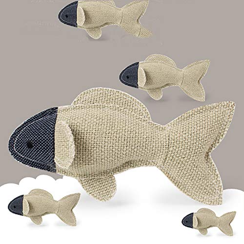 Yowablo Hund Welpe Kauspielzeug Quietschender Plüschton Süßes Fisch Design Spielzeug (22cm,Beige) von Yowablo