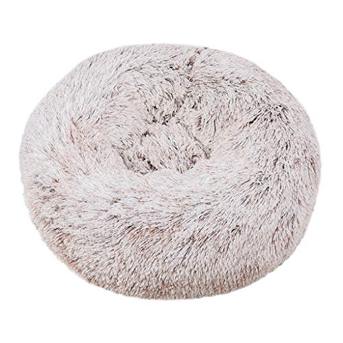 Yowablo Hundebett Rund Flauschig Katzenbett Waschbar Hundekissen Weiches Pl黶ch Donut Haustierbett Katzen Hunde (50 * 50cm,Kaffee) von Yowablo