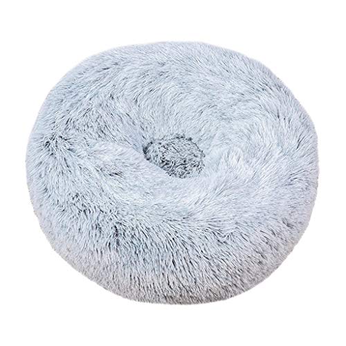 Yowablo Hundebett Rund Flauschig Katzenbett Waschbar Hundekissen Weiches Plüsch Donut Haustierbett für Katzen Hunde (40 * 40cm,Grau) von Yowablo