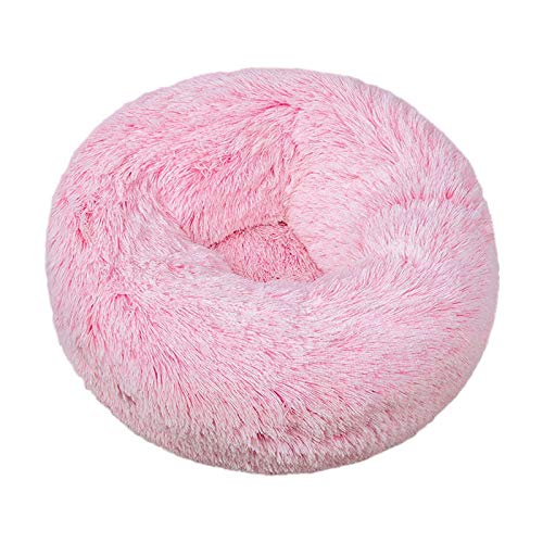 Yowablo Hundebett Rund Flauschig Katzenbett Waschbar Hundekissen Weiches Plüsch Donut Haustierbett für Katzen Hunde (40 * 40cm,Rosa) von Yowablo