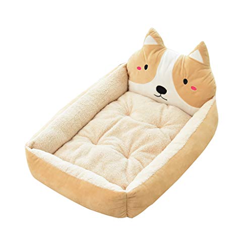 Yowablo Hundebett Tierbett Haustierbett Katzensofa Haustierkorb Hundecouch Haustier Schlafsack Katze Schlafsäcke Haustier Haus Katzenhaus Haustierhöhle Katze Matte (60 * 50 * 14cm,Beige) von Yowablo