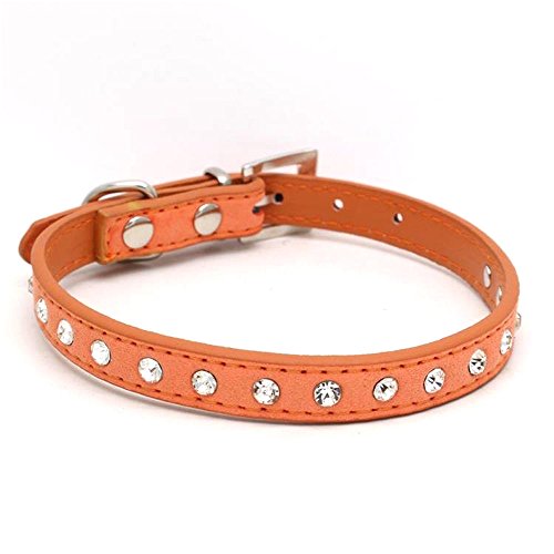 Yowablo Hundehalsbänder Exquisite Diamond Adjustable Rhinestone Buckle Dog Puppy (42 * 2cm,4Orange) von Yowablo