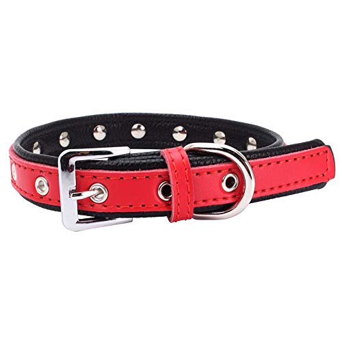 Yowablo Hundehalsbänder Exquisite Einstellbare Niet Hundewelpe (37 * 1.5cm,4Rot) von Yowablo