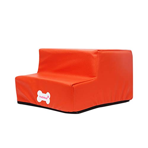 Yowablo Hundetreppe Katzentreppe Haustiertreppe mit 2 Stufen Wasserdichtes Leder Pet Stairs rutschfeste Bottom Pet (Falte Größe:30 * 35 * 20cm,2- Orange) von Yowablo