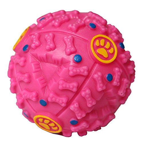 Yowablo Interaktive Hundespielzeug welpen Molar Biss Pet Hundezahnbürste Zahnbürste Katzen Hund Spielzeug Ball Haustier Spielzeug Quietschspielzeug Hundespielball (9.5cm,Rosa) von Yowablo