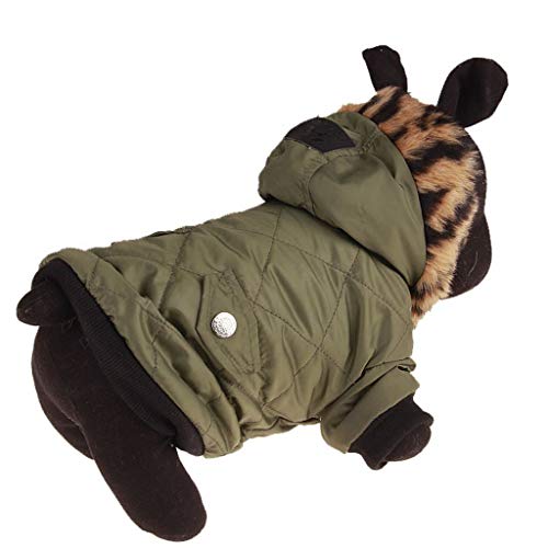 Yowablo Kapuzenpullover Hunde Strickjacken Jacke Hunde Steppjacke Hunde Lederjacke Daunenjacke Fleecejacke Jeansjacke Blazer Sweatjacke Übergangsjacke Mäntel Wintermantel (L,Armeegrün) von Yowablo