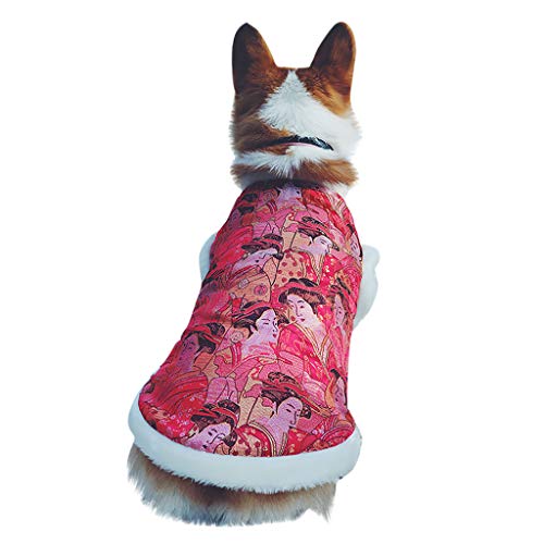 Yowablo Kapuzenpullover Hunde Strickjacken Jacke Hunde Steppjacke Hunde Lederjacke Daunenjacke Fleecejacke Jeansjacke Blazer Sweatjacke Übergangsjacke Mäntel Wintermantel (L,Rot) von Yowablo