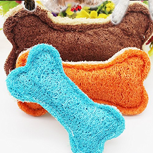 Yowablo Knochenform Natural Loofah Pet Toy Saubere Z?ne Bei?n Kauen Slip (14 * 9.5 * 3cm,Zuf?lige Farbe) von Yowablo