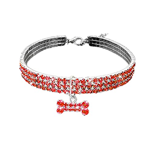 Yowablo Pet Dog Halskette Halsb鋘der Mini Fancy Cute Bling Chocker Hund Strass Halsketten Herren Edelstahl von Yowablo