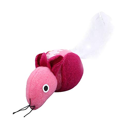 Yowablo Spielzeug Tier Haustier Plüsch Kauspielzeug Mit Feder Katze Saubere Zähne Trainingsgerät (17cm,Rosa) von Yowablo