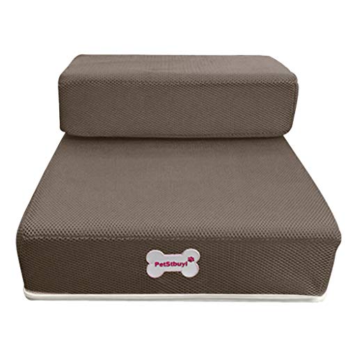 Yowablo Step Hundetreppe 2 Atmungsaktives Netz Faltbare Haustiertreppe Abnehmbare Haustierbett Treppe Hunderampe (Falte Größe:35 * 30 * 20cm,1- Braun) von Yowablo