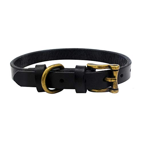 Yowablo Zughalsband Würgehalsband Hundehalskette Hunde Leder Halsbänder Schlupfhalsband Lederhalsband Haustier Kettenhalsband (1.3 * 37cm,Schwarz) von Yowablo