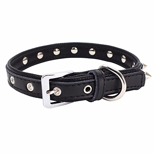 Yowablo Zughalsband Würgehalsband Hundehalskette Hunde Leder Halsbänder Schlupfhalsband Lederhalsband Haustier Kettenhalsband (37 * 1.5cm,4Schwarz) von Yowablo