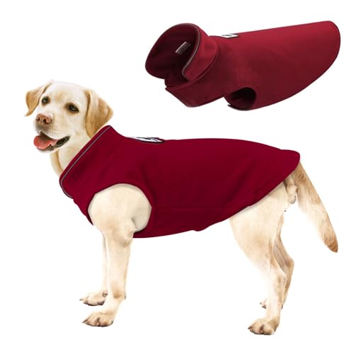 Winddichter Hundemantel für kleine Hunde, warm, Fleece, wendbar, reflektierend, weich, Größe L, Rückenlänge 42 cm, Kaffeebraun von Yoyoxinfish