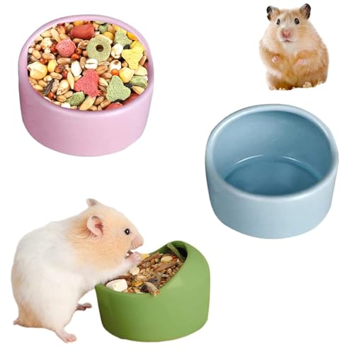 3 Stück Hamster Keramik Futterschalen, Anti-Biss Keramik Futterschalen, Keramische Hamster Futternapf, Keramik Futternäpfe, Keramik Napf für Haustiere, für Meerschweinchen-Hamster-Chinchilla-Haustiere von Yqhugbc