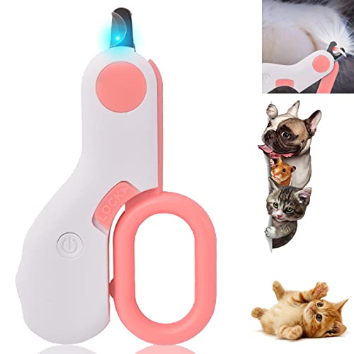 Ysislybin Hund Nagelknipser,Pet Nagelknipser,Krallenschere Für Hunde und Katzen, Profi Nagelpflegetoolsl für Haustiere,Mit LED Licht, Für Mittlere und Kleine Haustiere (Rosa) von Ysislybin