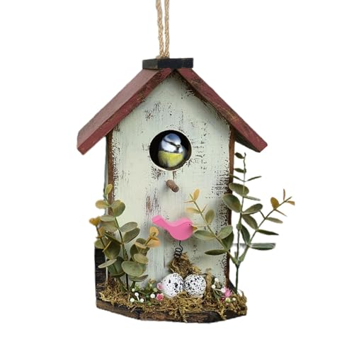 Cute Hangable Bird House, Wooden Bird Cage, Garden Bird House, Decorative Birds Shelter, Cute Hangable Wood Birds House for Outdoor Use Multifunctional Decorative Shelter for Garden Birds von Ysvnlmjy