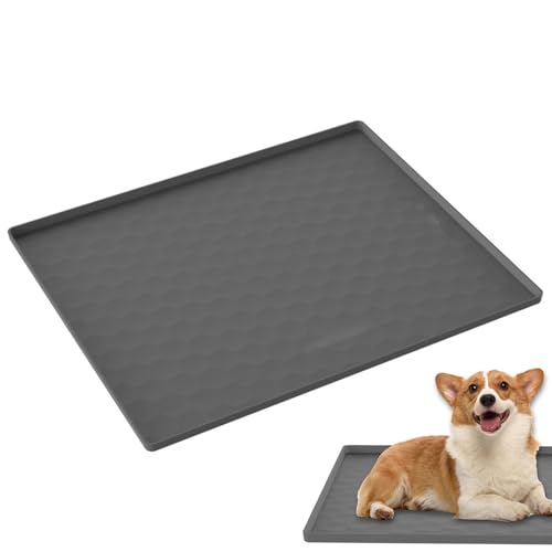 Raised Edge Food Mat, Dog Water Bowl Mat, Pet Food Placemat, Waterproof Feeder Pad, Dog Cat Feeder Pad, Waterproof Dog Food Mat 50x60cm/19.69x23.62 inches for Cat Dog Water Bowl von Ysvnlmjy