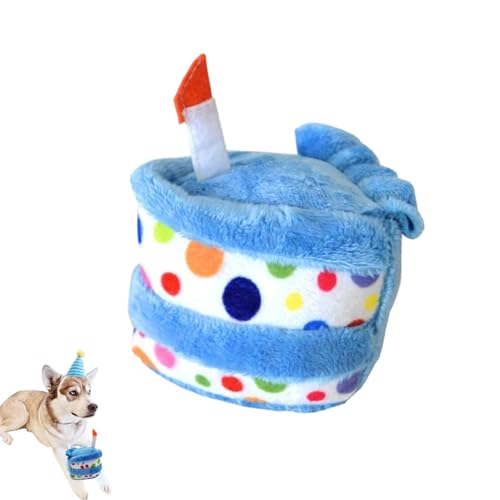 Ysvnlmjy Dog Squeaky Toy, Squeaky Toys for Dogs, Birthday Cake Shape Dog Toy, Puppy Chew Toy with Squeaker, 12x12x12cm Plush Squeaky Dog Toy for Puppies, Dog Chew Toy for Indoor Play & Teething von Ysvnlmjy