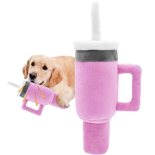Ysvnlmjy Interaktives Kauspielzeug für Hunde, interaktives Tassen-Hundespielzeug, Plüsch-Kauspielzeug, Kauspielzeug für Welpen, mit Tassen-Design, weiches Plüsch-Kauspielzeug für Welpen, Zahnen, von Ysvnlmjy