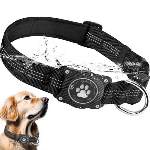 Ytanest Leuchtend Airtag Hundehalsband, Verstellbar Wasserdicht Apple Air Tag Halter Halsband Reflektierend für Kleine Mittler Große Hund, Schwarz, L Ytanest Leuchtend Airtag Hundehalsband, Verstellbar Wasserdicht Apple Air Tag Halter Halsband Reflektierend für Kleine Mittler Große Hund, Schwarz, L von Ytanest