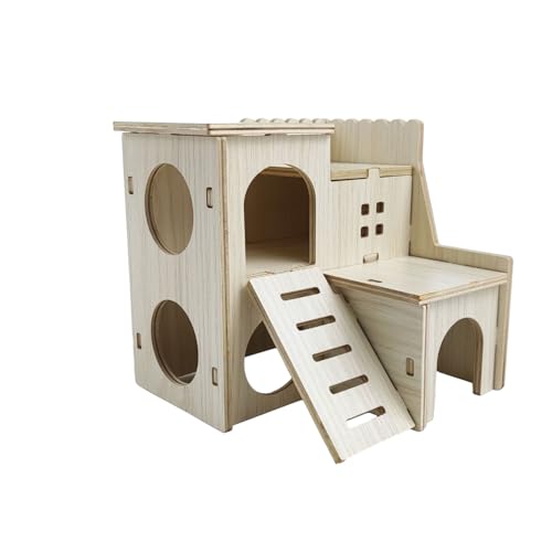 Hamsterhaus,Haustier-Kleintierversteck Aus Holz,Holzhaus Für Mäuse/Hamster,meerschweinchen Haus,Geeignet für Hamster, Chinchillas, Meerschweinchen und andere Kleintiere von YuWangg