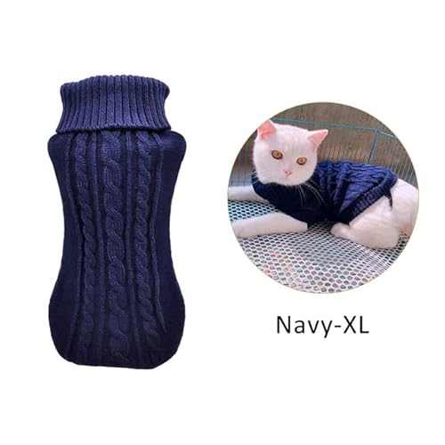 YuZiJiang Haustier-Katzenpullover, Winter, warme Baumwolle, Katzenkleidung, gestrickter Welpenpullover, Kätzchen, Stoff, Katzenweste für kleine, mittelgroße Katzen und Hunde von YuZiJiang