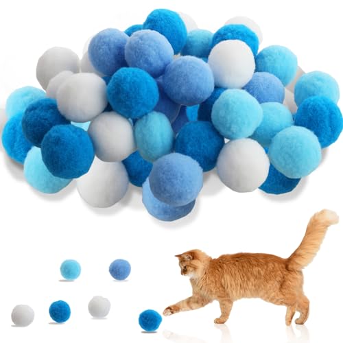 Yuanchu Katzenbälle, weiche Katzenbälle, interaktive Katzenbälle, gemischte Farben, Plüsch-Katzenspielzeug-Ball für Katzentraining und Spiel, 3 cm, Katzenbälle für Indoor-Katzen, Kätzchen, von Yuanchu