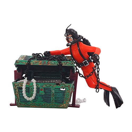 Yue668 Aquarium Ornament Hunter Diver Schatzfigur Action Aquarium Dekor Landschaft (Orange) von Yue668