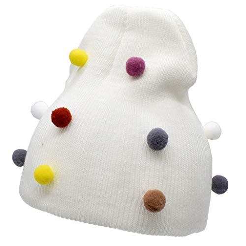 Yue668 Kinder Reine Farbe Warmhalten Und Gestrickte Wollmütze Hairball Cap Nette Hüte Mädchen Jungen Baby Pelz Pom Pom Cap Kindermützen (D) von Yue668