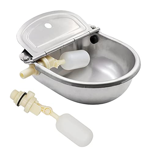 BREUAILY Automatic Tränkebecken mit 2 Stück Schwimmerventil Edelstahl Rinder Drinking Bowl mit AbflusslöChern Wassertrog für Vieh Rinder Pferd Schwein Schaf Hund von BREUAILY