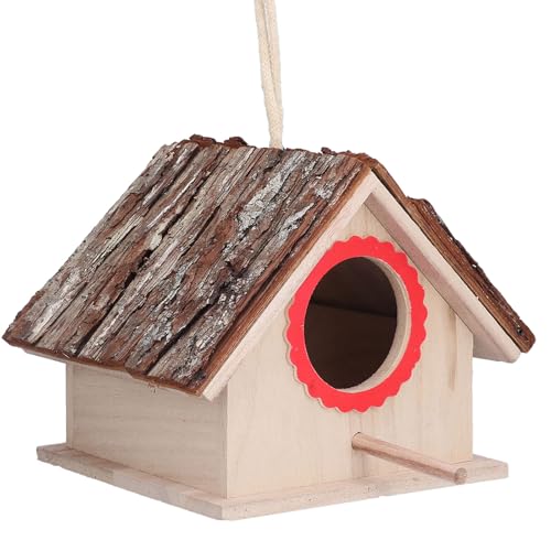 Vogelnest Holz Hängend Outdoor Vogelnest mit Sitzstange Rustikaler Vogelnest Box für Blauvögel, Küken, Kolibris, Schwalben und andere Vögel von Yuecoom