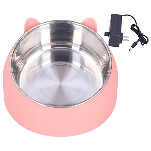 Yuehuam Haustier Heiznapf Outdoor Beheizter Hund Wassernapf mit Edelstahl Napfeinsatz für Hund und Katze Haustier Heizschale (Rosa) von Yuehuam