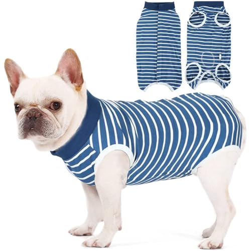 Dog Surgical Recovery Suit for Abdominal Wounds or Skin Diseases, After Surgery Dog Recovery Strampler Striped Pet Surgical Suit Covers Anti Licking Cone Alternative for Small Large Dogs von Yuehuamech