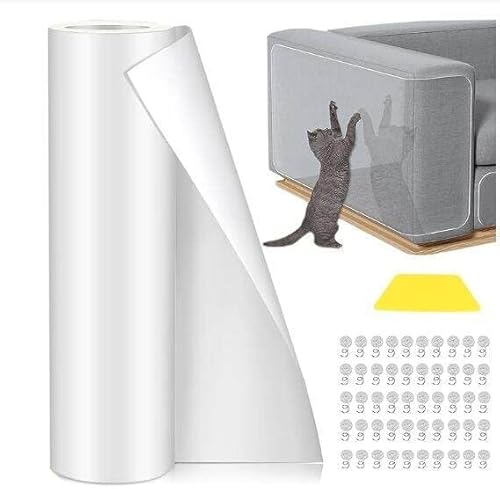 Katze Couch- Schutz 1 Rolle 12x197 Anti- Katzenkratz- Möbelschutz mit 50 Stiften selbstklebendes Katzenband Sofa- Eck- Kratztrainingsband Abschreckung für Möbel- Tür- Wände von Yuehuamech