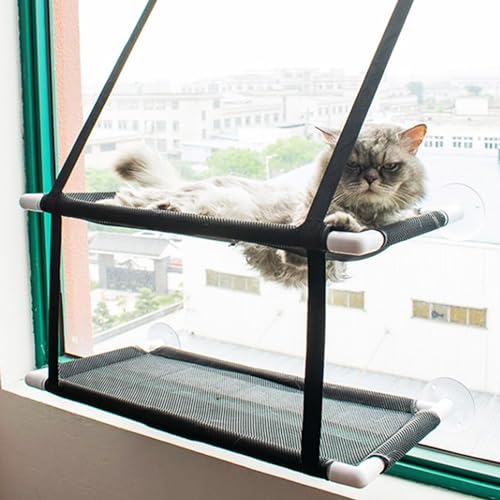 Katze Fenster Barsch Doppelt geschichtet Katze Hängematte Katze Regal Katze Fenster Bett bis zu 25kg 2 Tiers Katze Fenster Bett weiche Matten Sunny Regal Haustier Zubehör von Yuehuamech