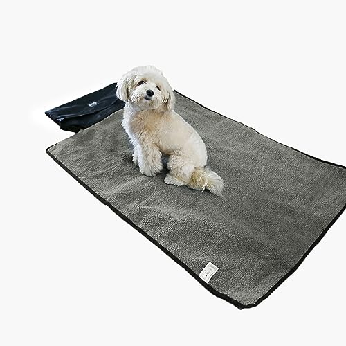 Outdoor Haustier Hund Matte Pad 100cm x 70cm Portable Wasserdicht Camping Outdoor Indoor Bett Matte Gepolstert Plüsch warme Welpenmatratzen Reise Fleece gefüttert Pad für kleine große Hunde von Yuehuamech