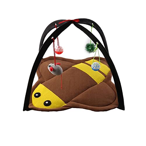 Yuehuamech Cat Activity Center Katzenzelt Spielmatte mit hängenden Glocken Bälle Spielzeug Katze Aktivität Spielmatte Katze Tipi Bett Katzenzelt Spielzeug Haustierzubehör hilft Katze aktiv zu bleiben von Yuehuamech