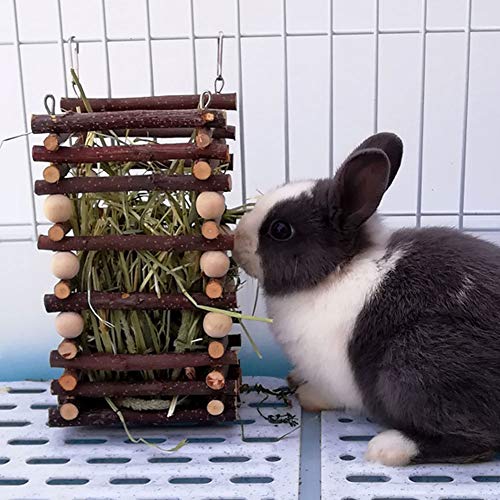 Yuehuamech Kaninchen- Heu- Feeder- Rack Holz Kaninchen Gras Lebensmittelhalter Futtermittel Futtermittel Fütterungsrahmen Käfigzubehör für Kleine Tiere Schildkröte Chinchilla Hamster von Yuehuamech