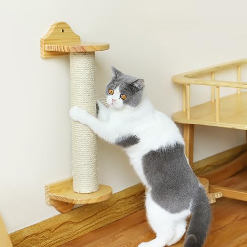 Wand montierte Katze Kratzer Katze Kratzbaum Katze Möbel Klettern Regal natürlichen Sisal Kratzer Jute Kratzer Kiefer Hängematte für kleine mittlere Katzen 40cm/ 15. 7 Zoll von Yuehuamech