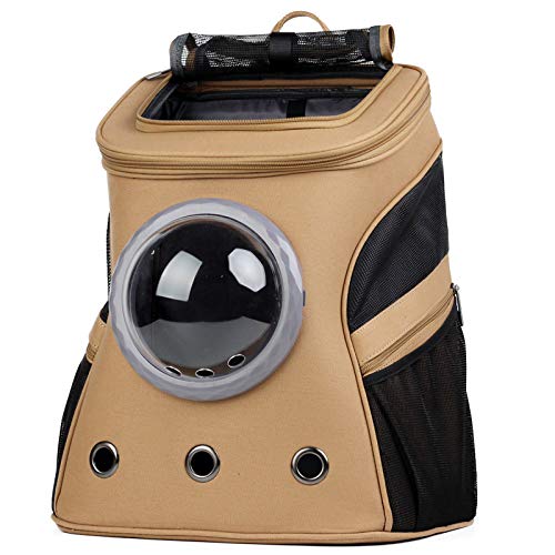 Yugoujiu Haustierrucksack-Raumkapselausflug Tragbarer Atmungsaktiver Rucksack des Katzenhundes,Brown A,38 * 29 * 45 cm von Yugoujiu