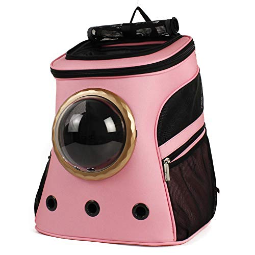 Yugoujiu Haustierrucksack-Raumkapselausflug Tragbarer Atmungsaktiver Rucksack des Katzenhundes,Pink A,38 * 29 * 45 cm von Yugoujiu