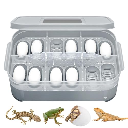 Eierbrutkasten 12 Eier klar,Reptilienbrutkasten | 12 Gitter Gecko-Zuchtbox | Reptilien-Ei-Inkubator, transparente Reptilien-Aufzuchtbox, Brutkasten, Tablett für schlüpfende Löwen von Yugugomo