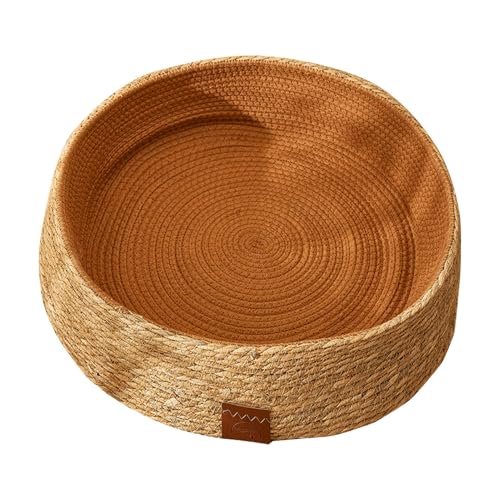 Yugugomo Rattan Katzenhütte Katzenhöhle Katzenbett, Katzenkorbbett, Hundebett Aus Korbgeflecht Katzenkratzbrett Gemütliches Katzenbett Zum Kratzen Von Katzen Kaninchen Kleine Haustiere von Yugugomo