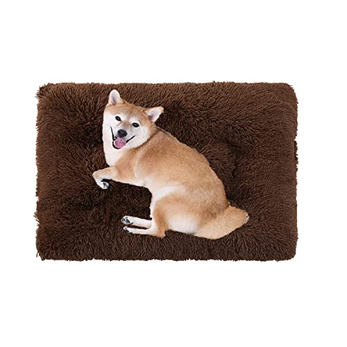 Waschbare Hundebett-Matte, weich, warm, 78 x 55 cm, rutschfest, für Hunde und Katzen, aus Plüsch, bequem, flauschig, orthopädisches Haustierbett, Kaffeebraun von Yuing