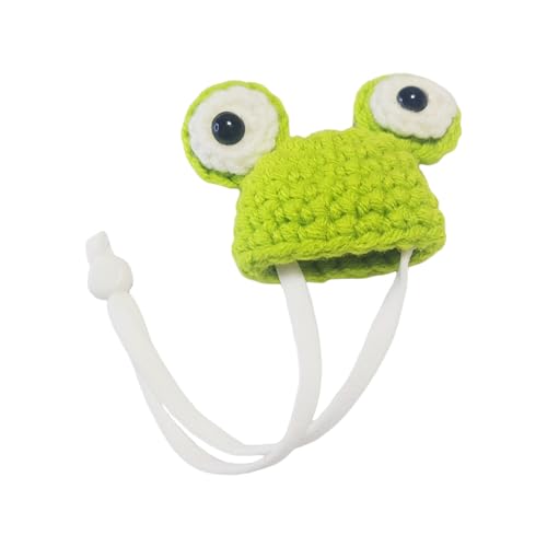 Hamstmutsen Mini kleine dieren muts met verstelbare riem mooie handgebreide kikker regenboog wortel kleine hoeden voor hagedis reptielen kerstkostuum Accessoires (Green) von Yuiopmo