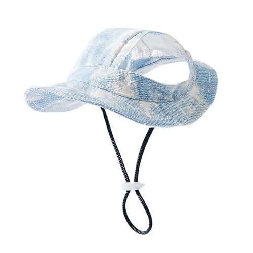 Sonnenschutzhaube für Hunde, Tie Dye Fischerhut Katze, Sonnenhut für Hunde, Teddy Atmungsaktiver Sonnenhut, Einstellbare Hundesonnenschutz Baseballmütze, Hundesonnenhut mit Ohrlöchern (Blau, L) von Yuiopmo