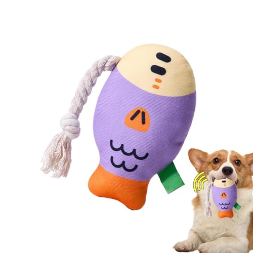 Yulokdwi Gefülltes Kauspielzeug für Hunde, quietschendes Haustierspielzeug - Plüsch-Quietschspielzeug Puffhead-Fisch-Kauspielzeug | Sound Teeth Toy Interaktives, verschleißfestes Hundespielzeug für von Yulokdwi